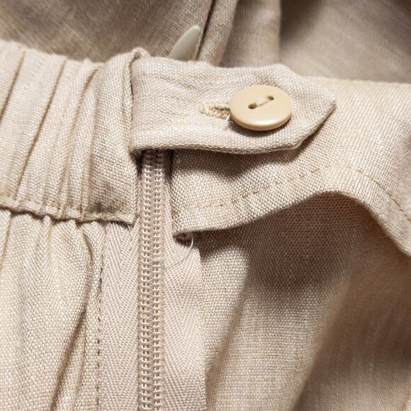 J.Jill Linen Blend Pants Tan Button Hem Pull On Size M Coastal Grandma - Picture 8 of 12